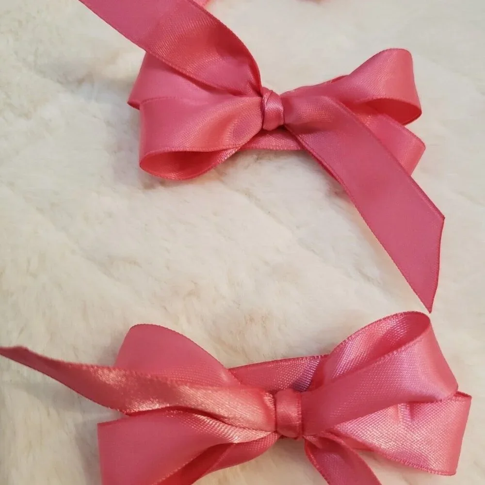 Pack of 3 Beautiful Handmade Girls Hair Bow Barrett Pink Silky Small/Medium